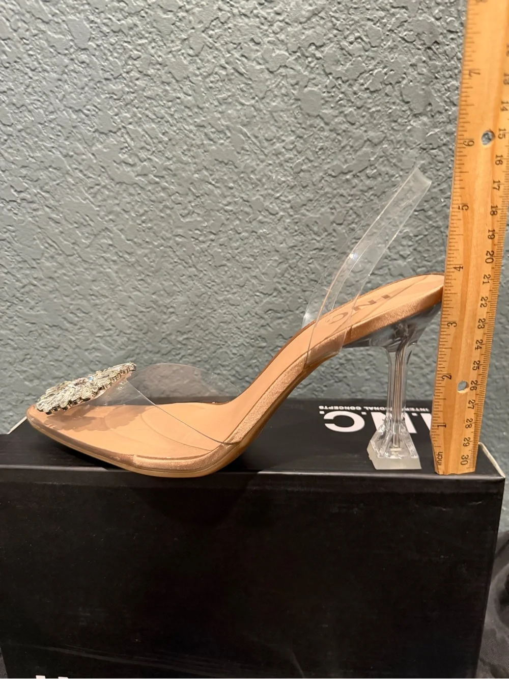 INC Scienna Clear Vinyl Rhinestone Slingback Pumps Size 6